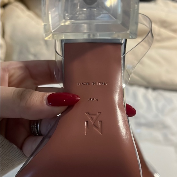 Amina Muaddi Holli Glass Sling Heels NWOT - Picture 7 of 7